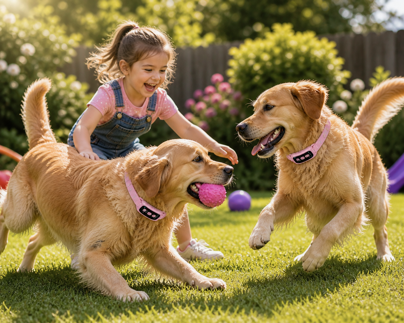 Pink Dog Training Collar with Remote, Rechargeable, Waterproof IPX7, 5 Training Modes (Beep, Vibration, Adjustable Stimulation), 3300ft Range, Adjustable for Medium Large Dogs